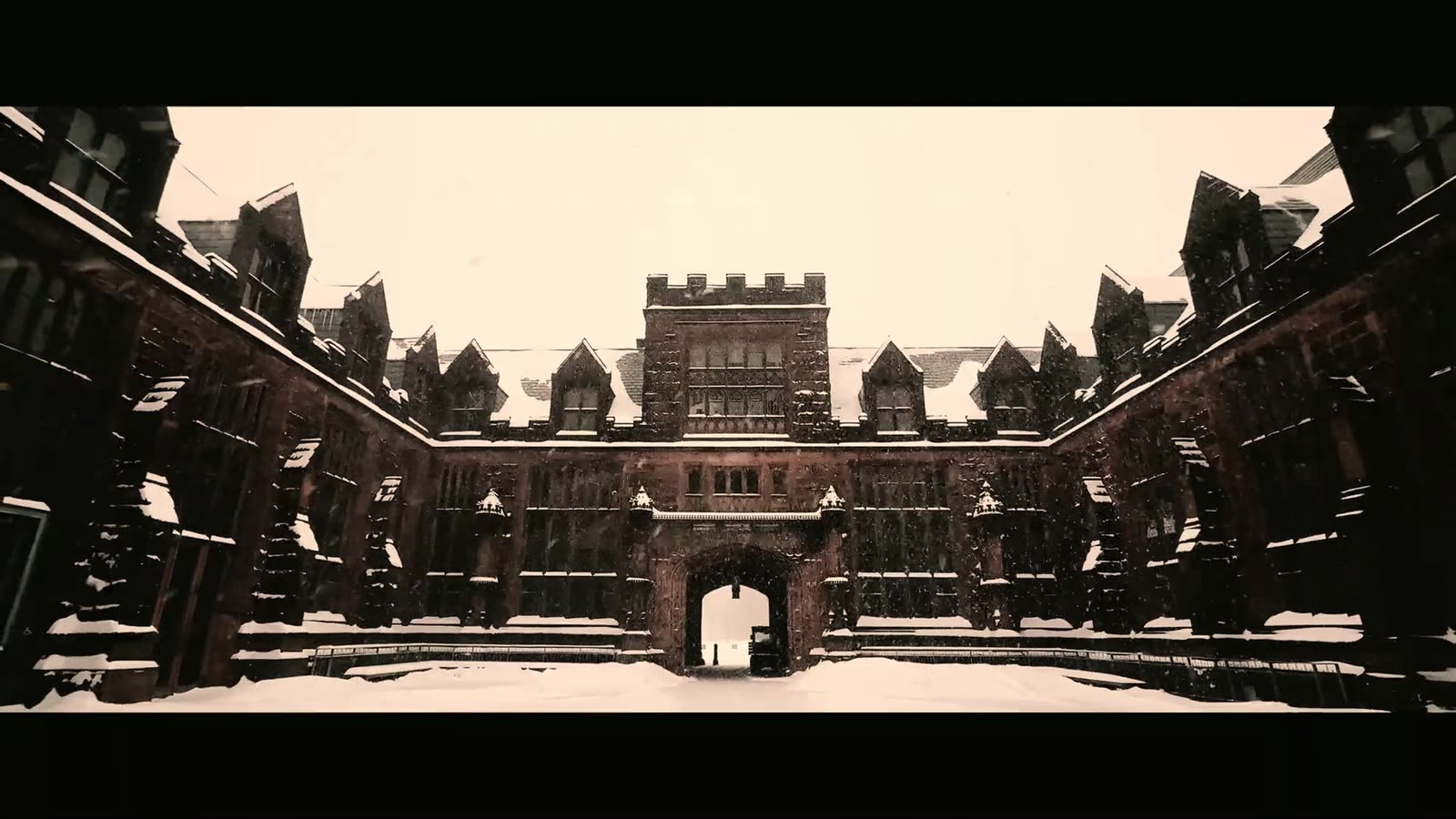 Princeton campus in winter snowfall
